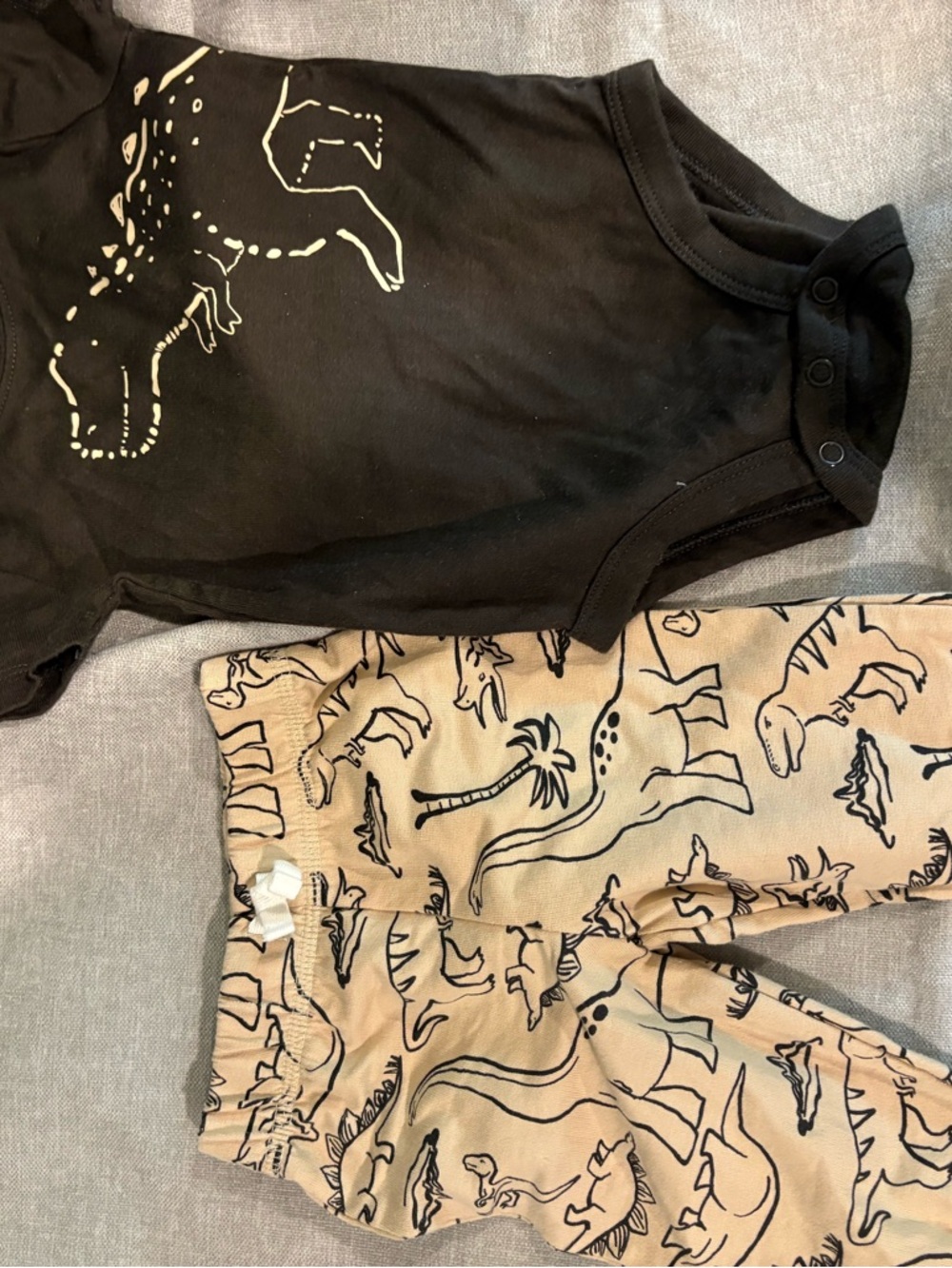 Carter's Black Bodysuit and Tan Dinosaur Pants Kids Matching Set